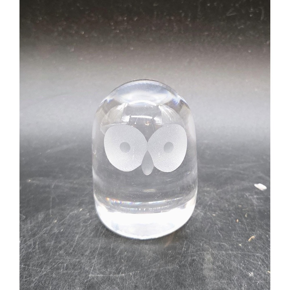 Vintage Hadeland Norway Lead Crystal Glass Owl Modern Art Figurine Paperweight
